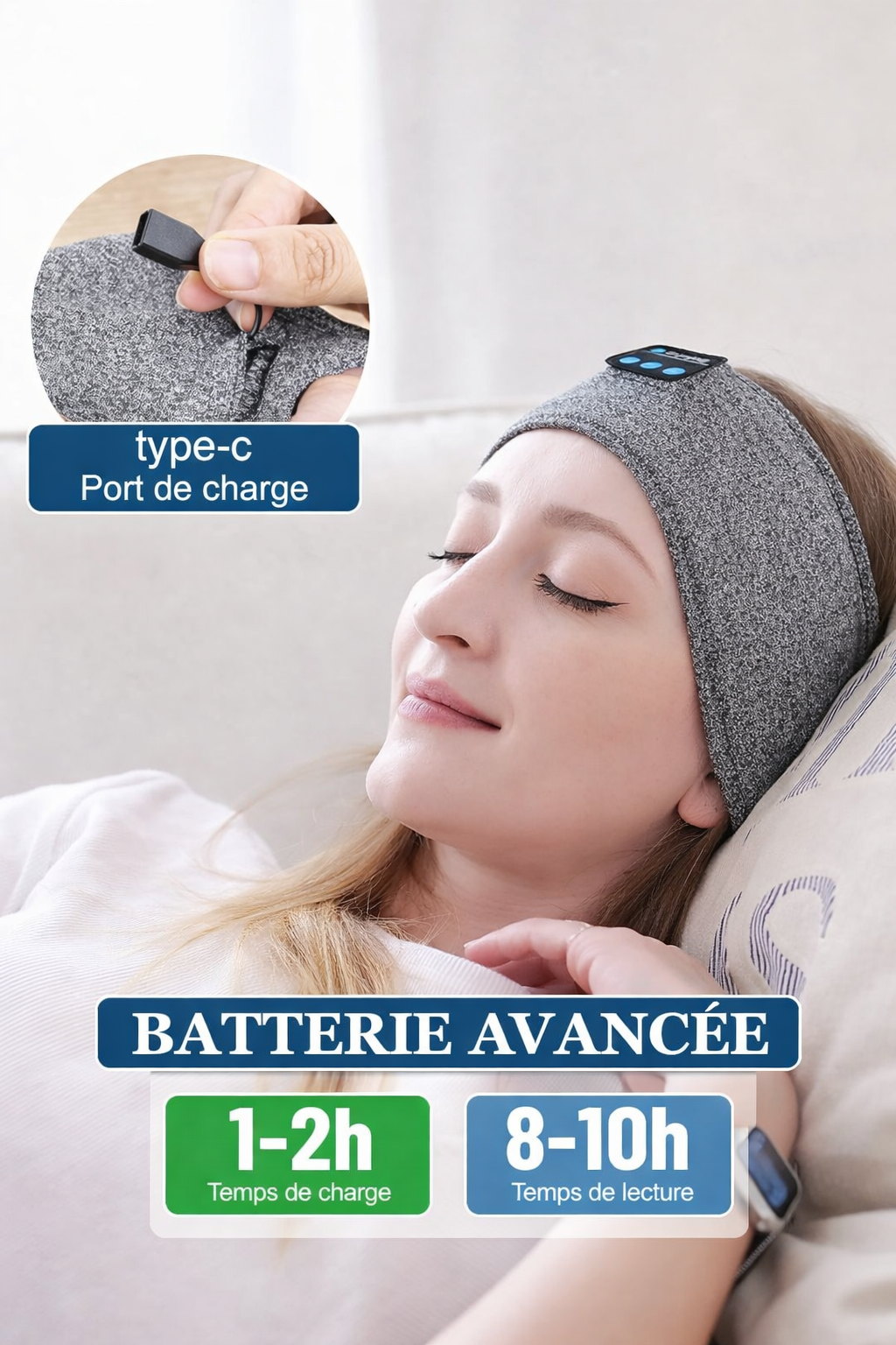 DreamBand 3-en-1 : bandeau Bluetooth pour le sommeil et le sport, masque de nuit avec écouteurs